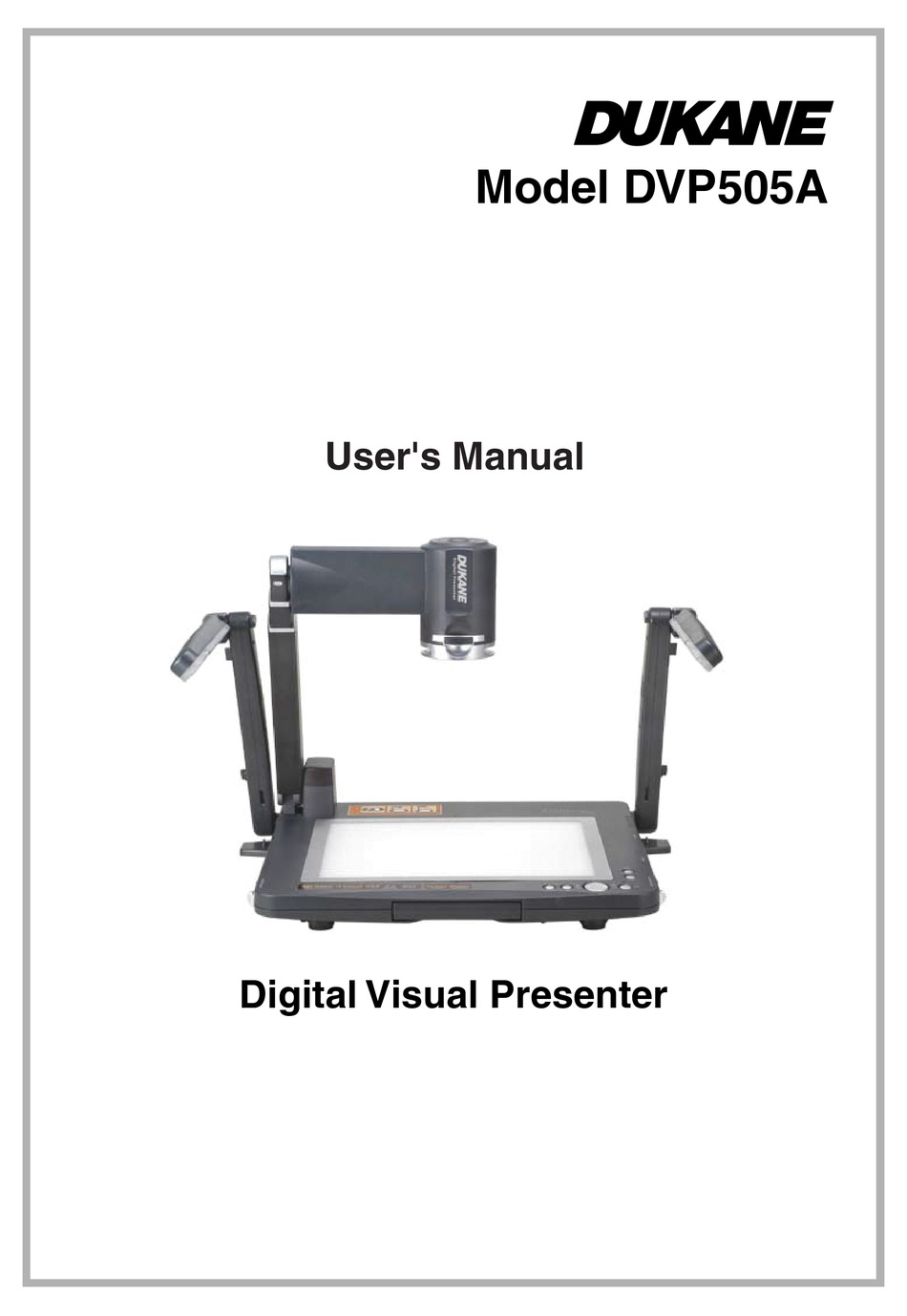 DUKANE DVP505A DOCUMENT CAMERA USER MANUAL ManualsLib