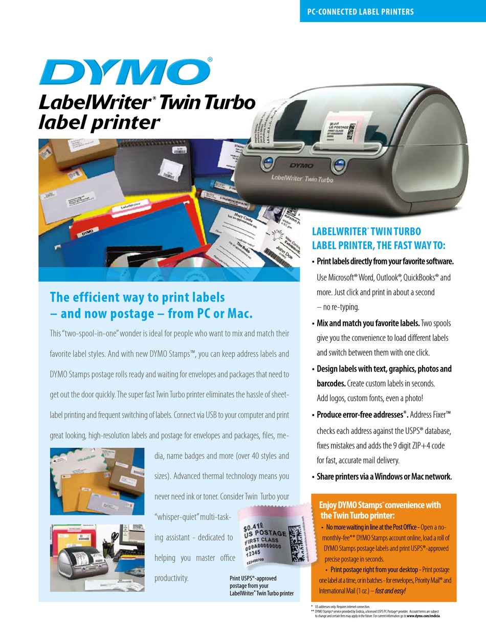 DYMO LABELWRITER TWIN TURBO LABEL MAKER BROCHURE ManualsLib