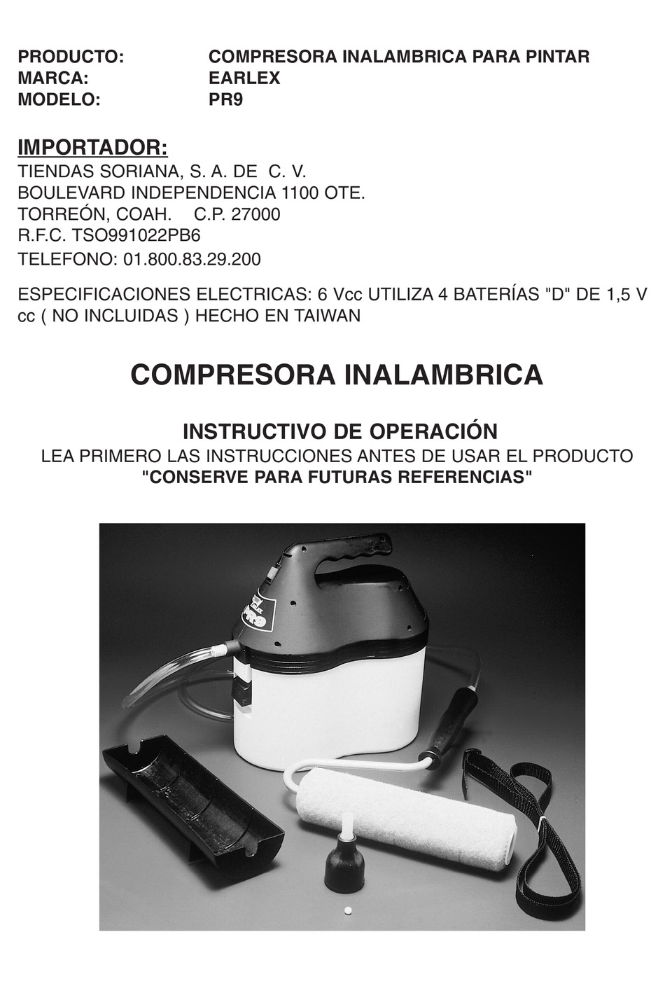 EARLEX PR9 PAINT SPRAYER OPERATING INSTRUCTIONS MANUAL ManualsLib