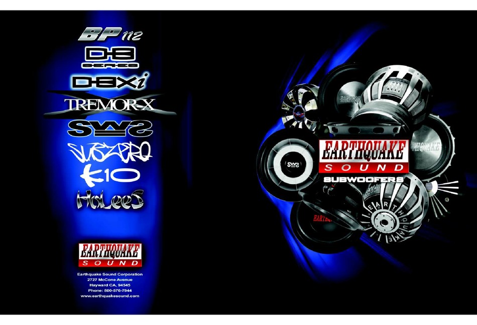 EARTHQUAKE DB10 SUBWOOFER BROCHURE ManualsLib