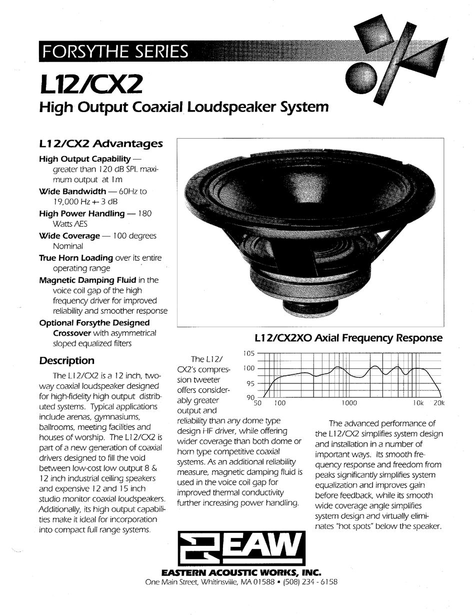 EAW L12/CX2 SPEAKER SPECIFICATIONS | ManualsLib