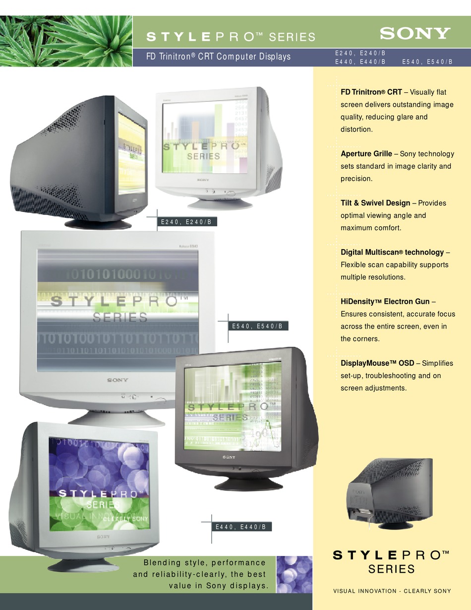 SONY CPDE540 MARKETING SPECIFICATIONS (INCLUDES COMPARISON CHART
