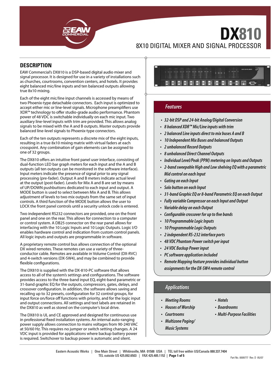 eaw dx810 digital signal processor