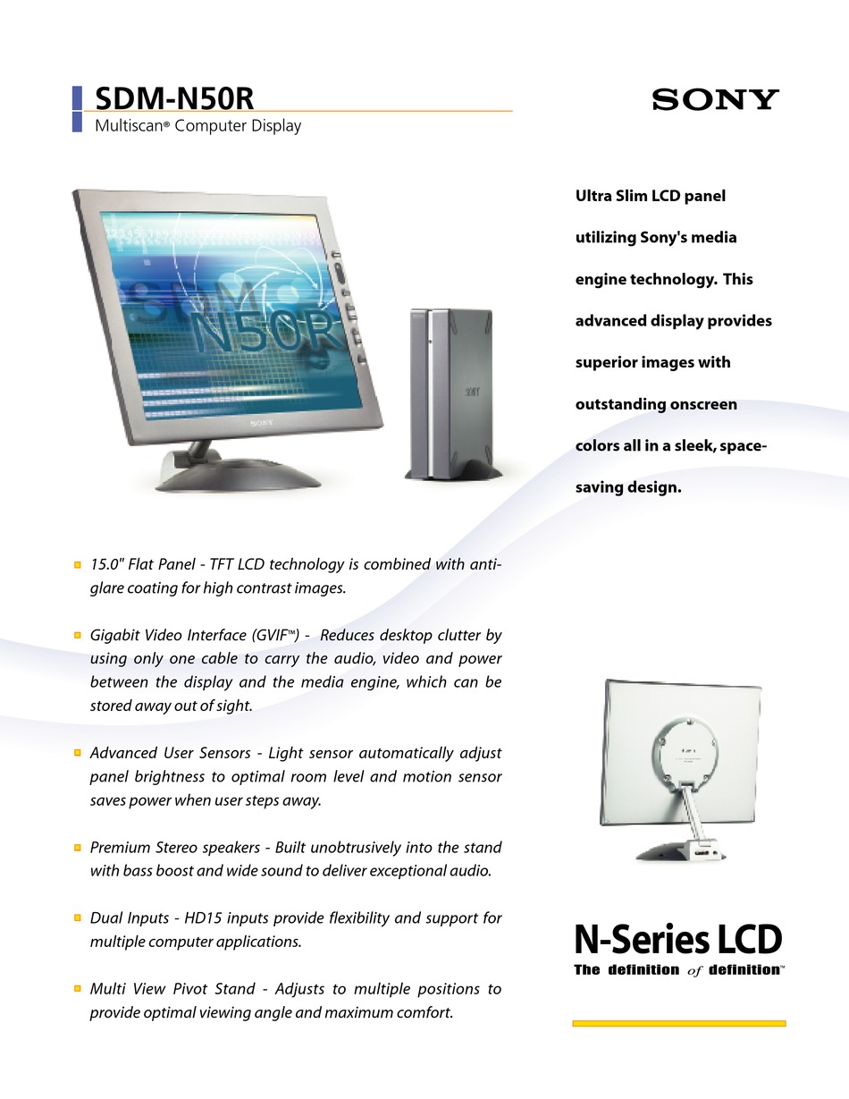 SONY SDM-N50R MARKETING MONITOR SPECIFICATIONS | ManualsLib