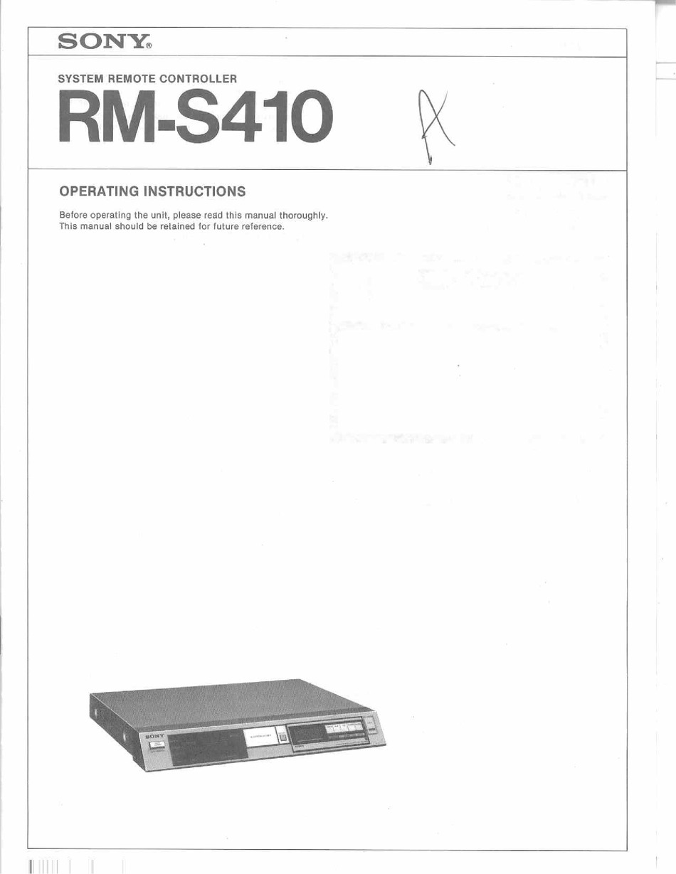 SONY RM-S410 OPERATING INSTRUCTIONS MANUAL Pdf Download | ManualsLib