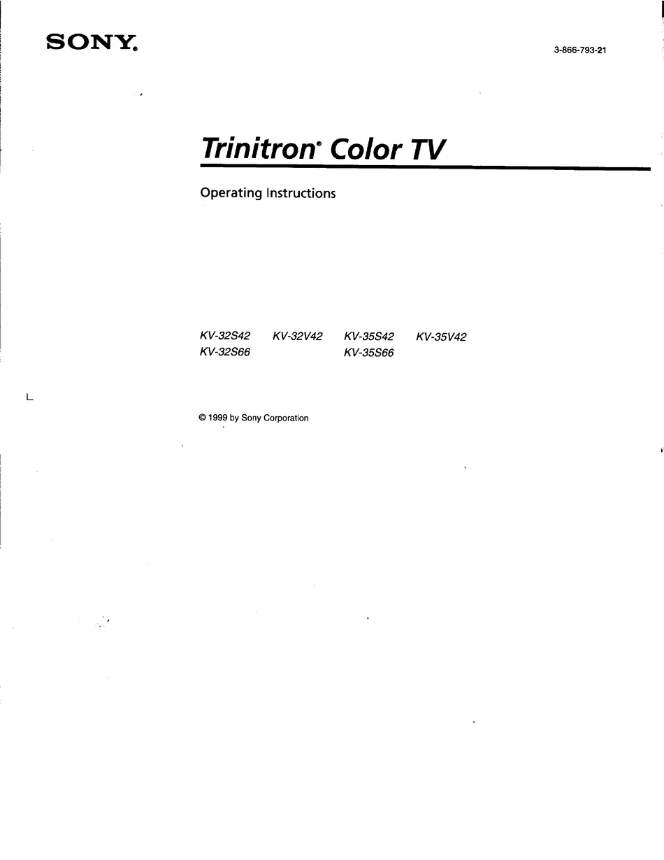 SONY KV32S42 OPERATING INSTRUCTIONS (PRIMARY MANUAL) TV OPERATING