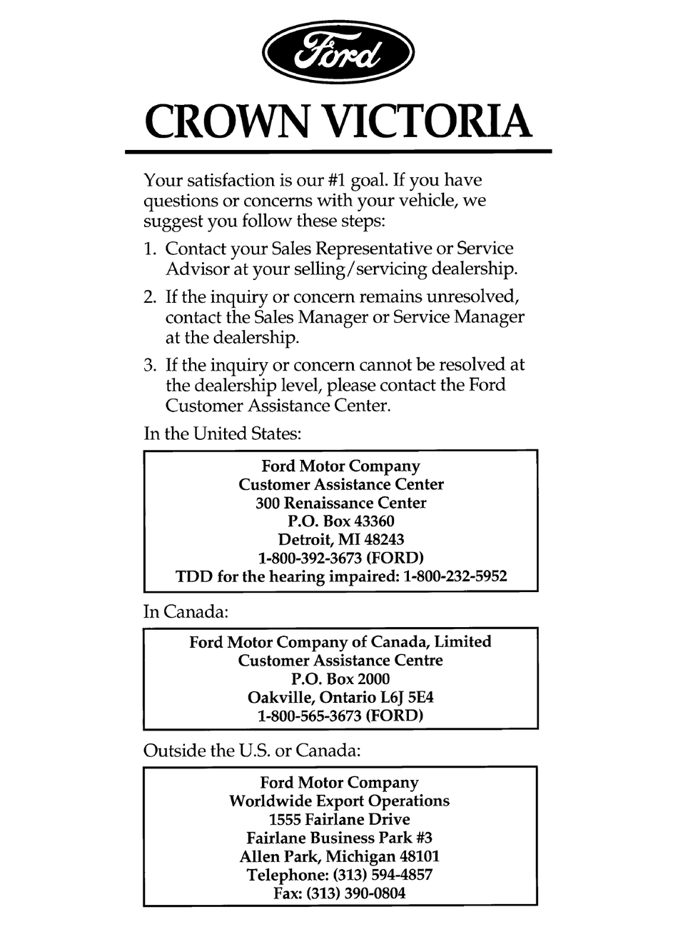 FORD 1997 CROWN VICTORIA AUTOMOBILE MANUAL ManualsLib