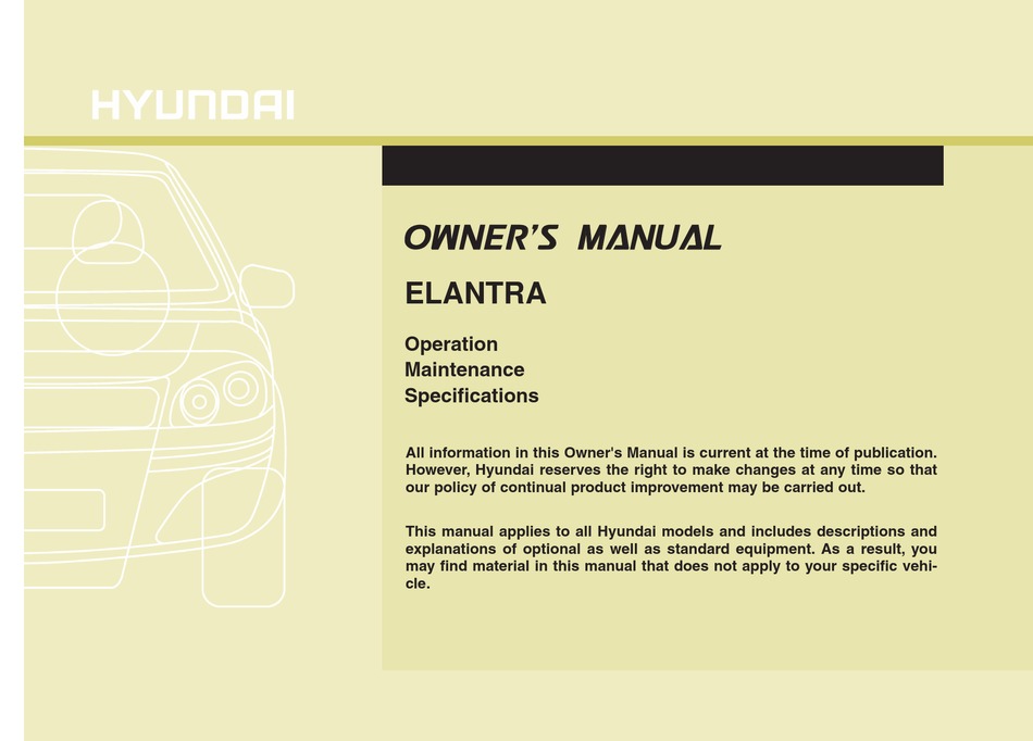 HYUNDAI 2010 ELANTRA OWNER'S MANUAL Pdf Download | ManualsLib