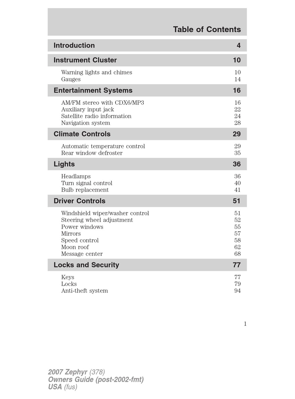 Lincoln 2007 Mkz Owner S Manual Pdf Download Manualslib