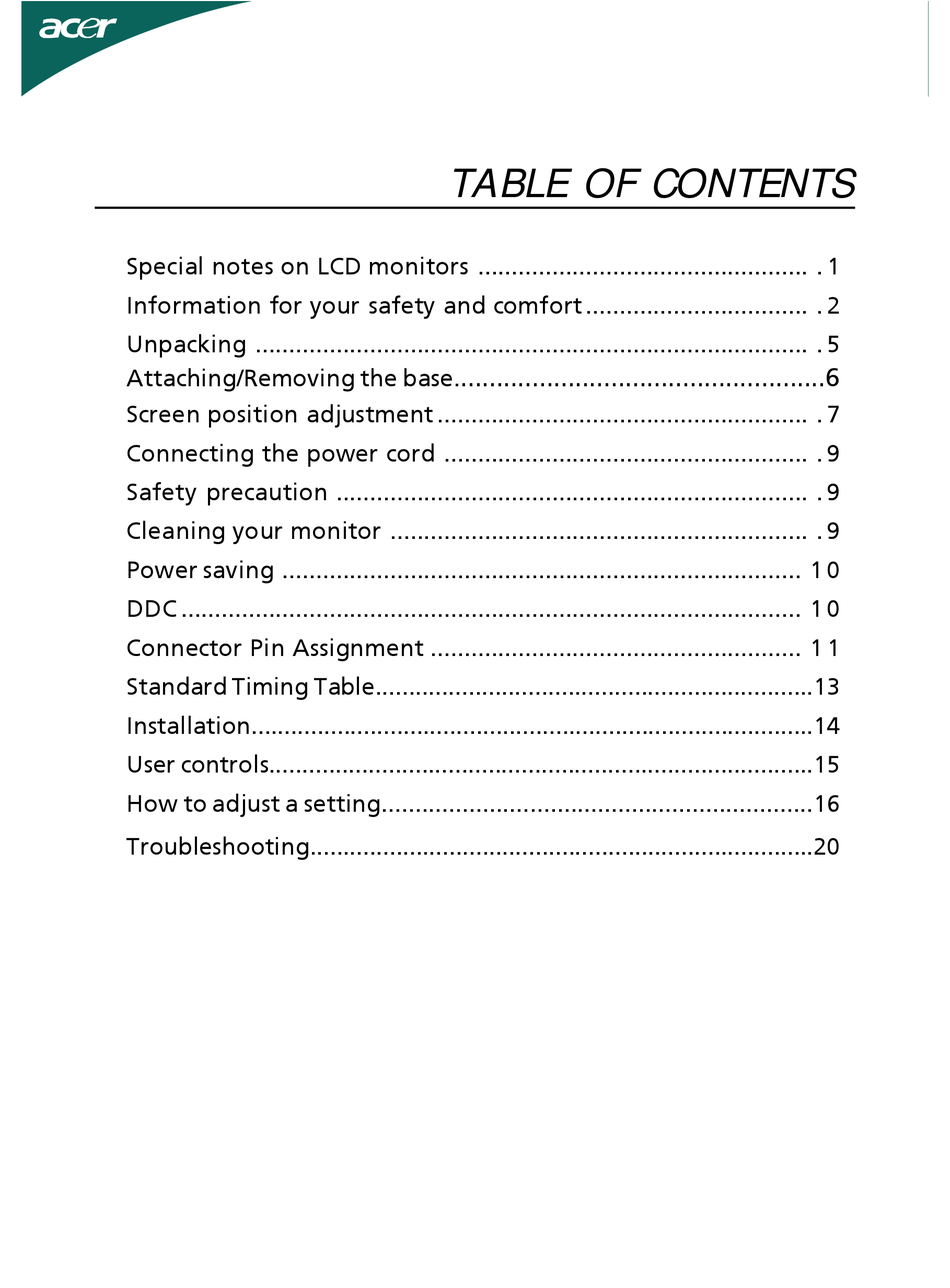 ACER B233HL USER MANUAL Pdf Download | ManualsLib