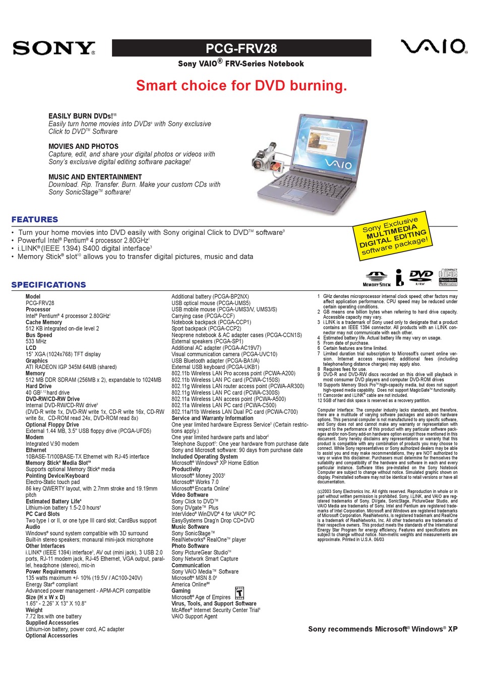 Sony Pcg Frv28 Vaio User Guide Primary Manual Specifications Pdf Download Manualslib