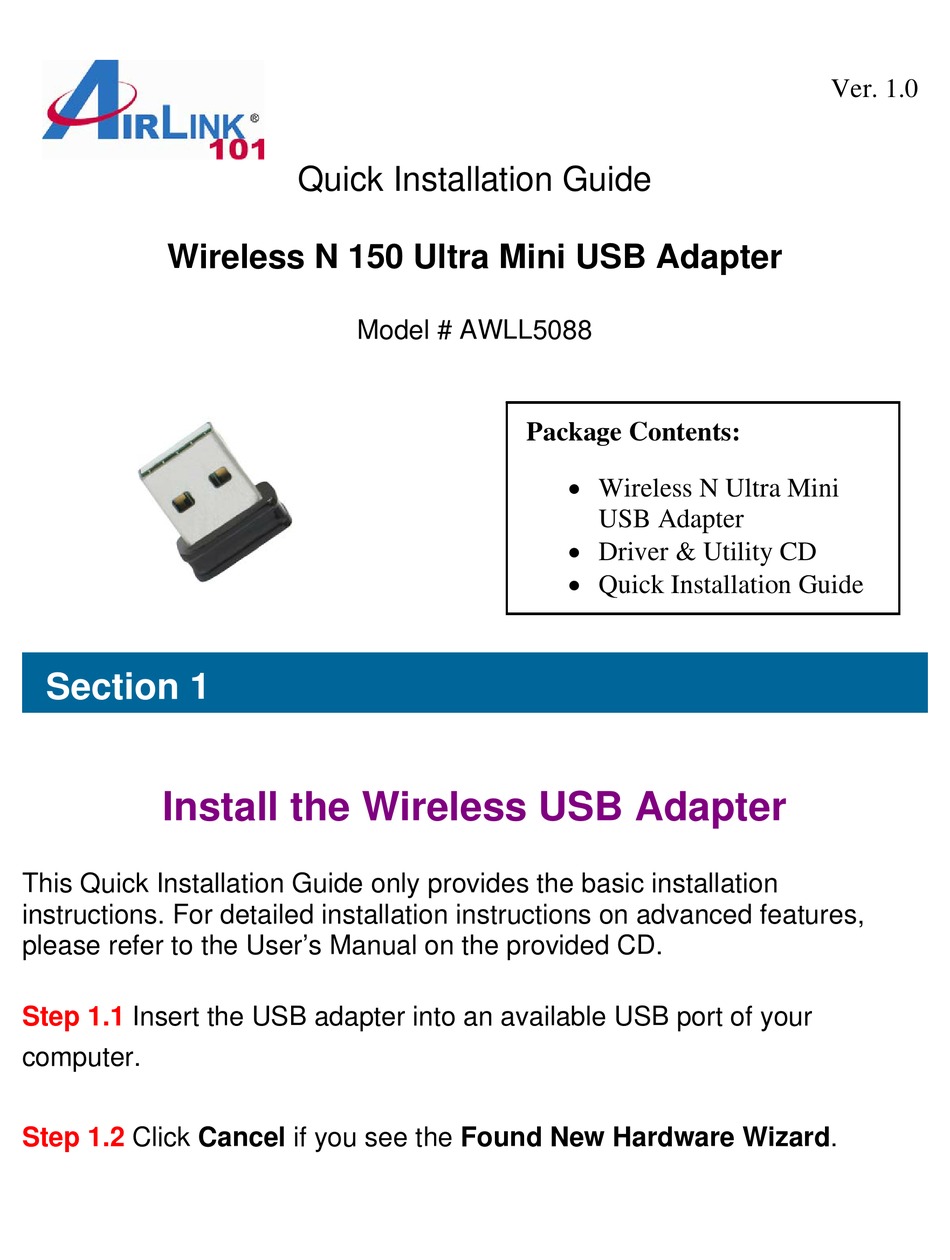 airlink101 wireless n usb adapter driver awll5077