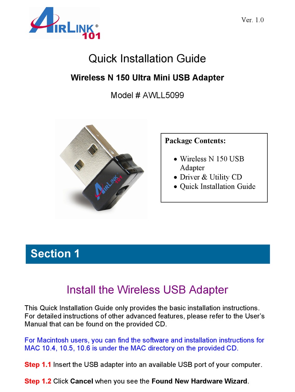 airlink101 wireless n usb adapter driverawll5077