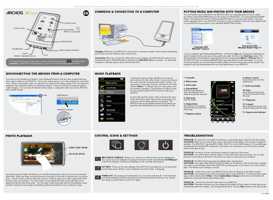 ARCHOS 501338 3 VISION PORTABLE MULTIMEDIA PLAYER MANUAL ManualsLib
