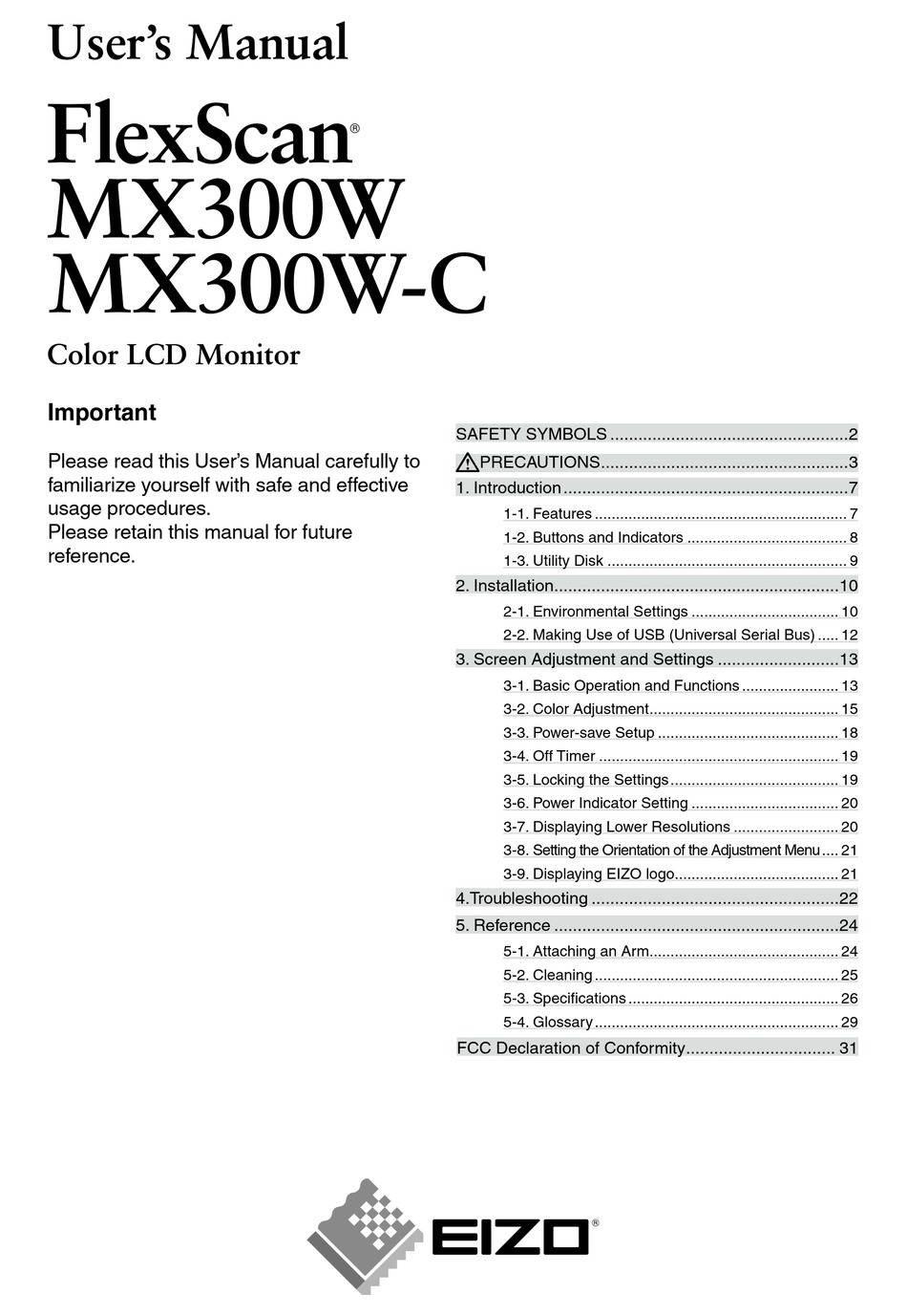 EIZO FLEXSCAN MX300W MONITOR USER MANUAL | ManualsLib