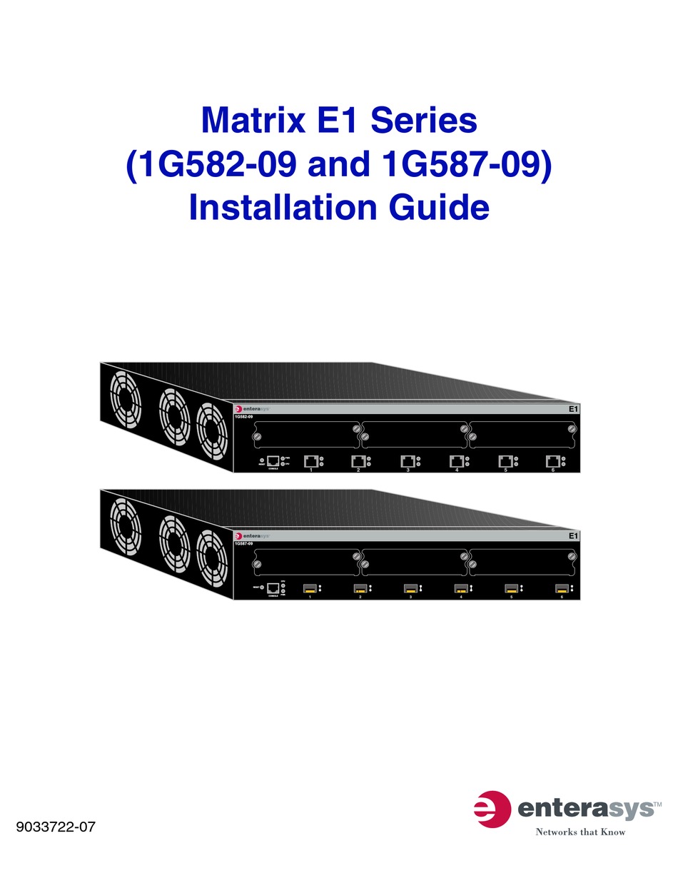 ENTERASYS MATRIX E1 1G58709 SWITCH INSTALLATION MANUAL ManualsLib