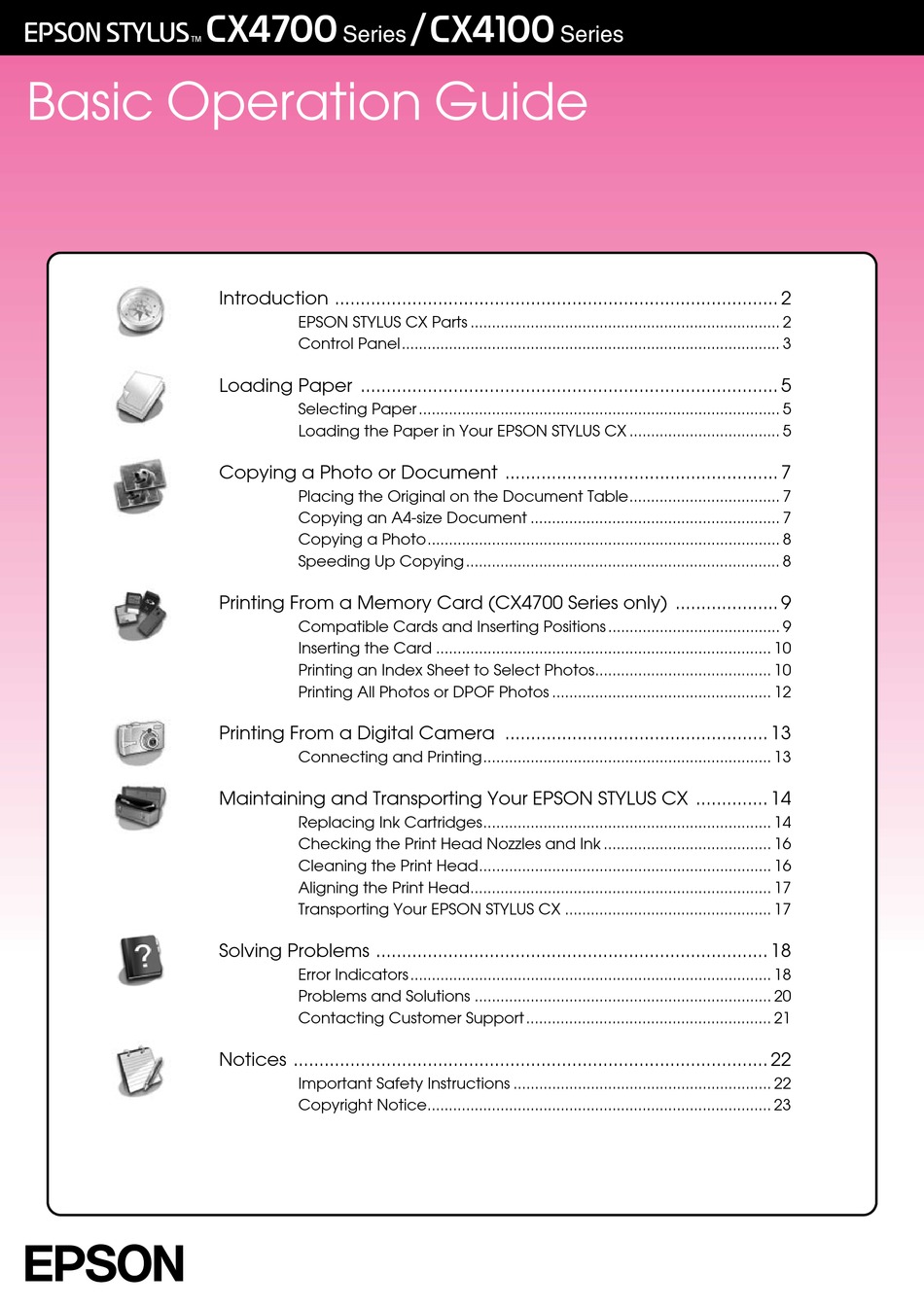 Epson Stylus Cx4100 Series All In One Printer Basic Operation Manual Manualslib 6129