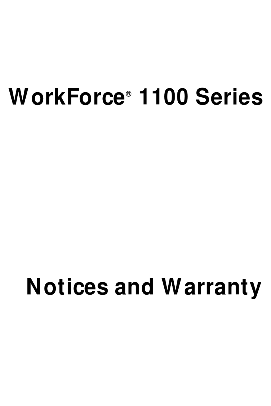 EPSON WORKFORCE 1100 ALL IN ONE PRINTER NOTICES AND WARRANTY ManualsLib