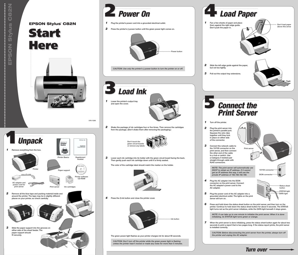 Epson Stylus C82n Printer Start Here Manualslib 3829