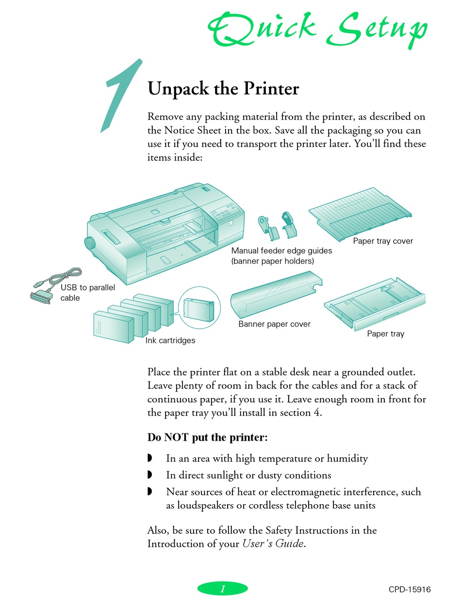 Epson Stylus Color 3000 Quick Setup Manual Pdf Download Manualslib 9627