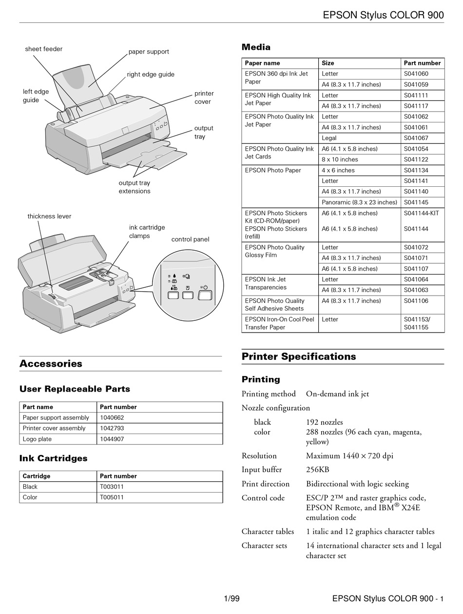 Epson Stylus Color 900 Printer Product Information Manual Manualslib 0483