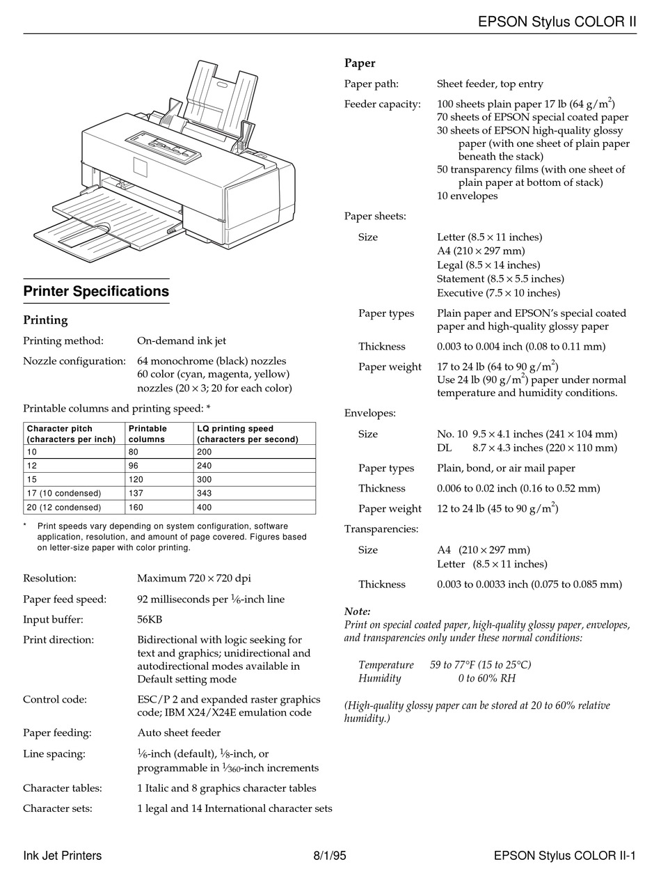 Epson Stylus Color Stylus Color Ii Printer User Manual Manualslib 0185