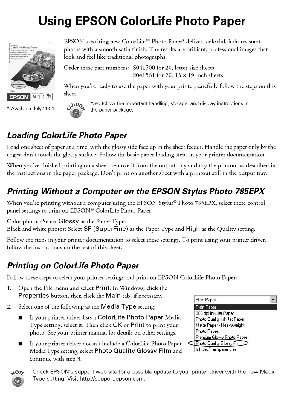 Epson Stylus Photo 785epx Supplementary Manual Pdf Download Manualslib 7222
