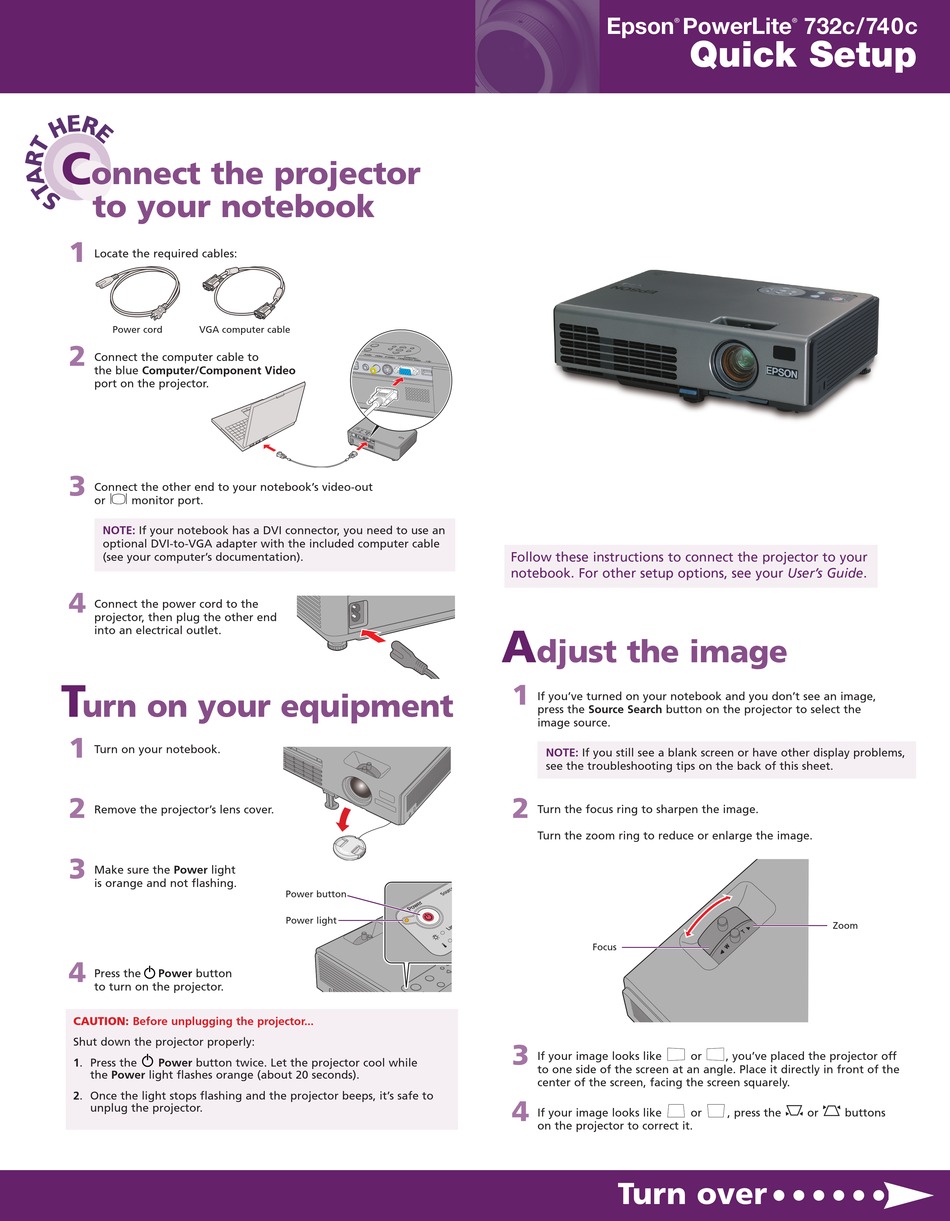 Epson Powerlite 732c Projector Quick Setup Manual Manualslib 3808