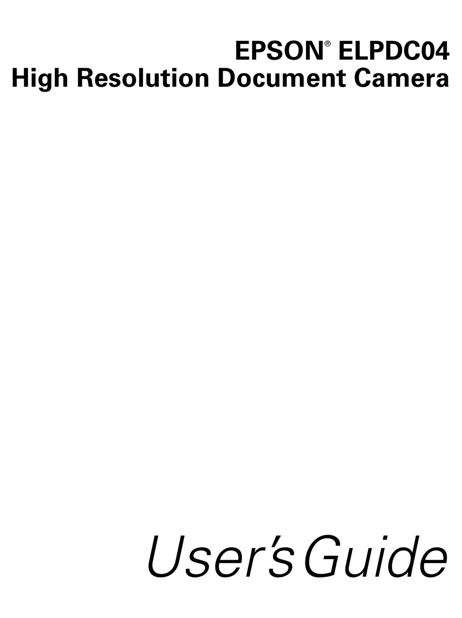 EPSON ELPDC04 DOCUMENT CAMERA USER MANUAL ManualsLib