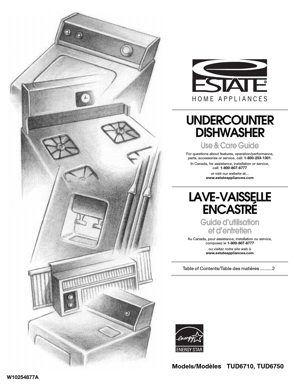 ESTATE TUD6710W DISHWASHER USE AND CARE MANUAL ManualsLib