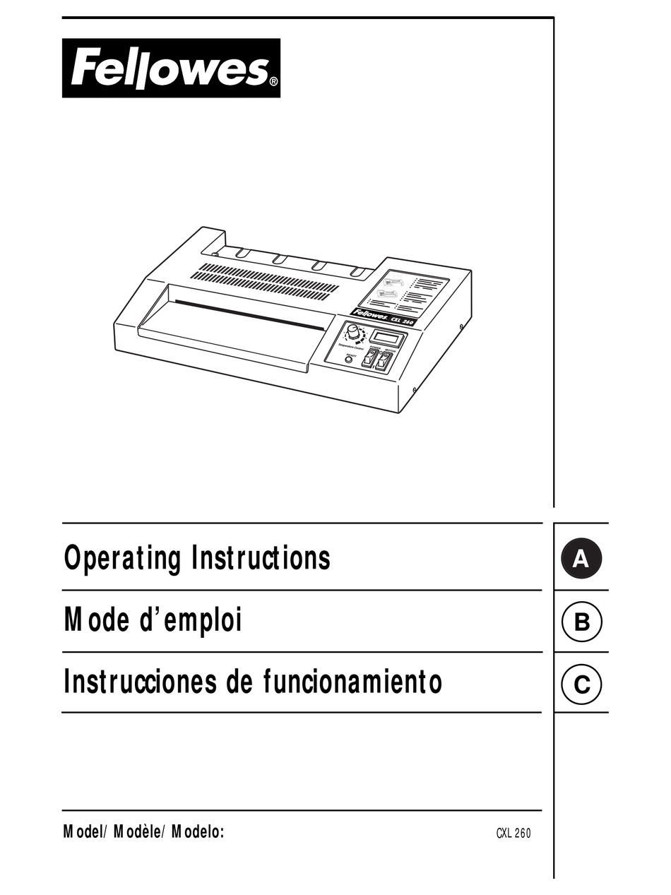 FELLOWES CXL 260 LAMINATOR OPERATING INSTRUCTIONS ManualsLib