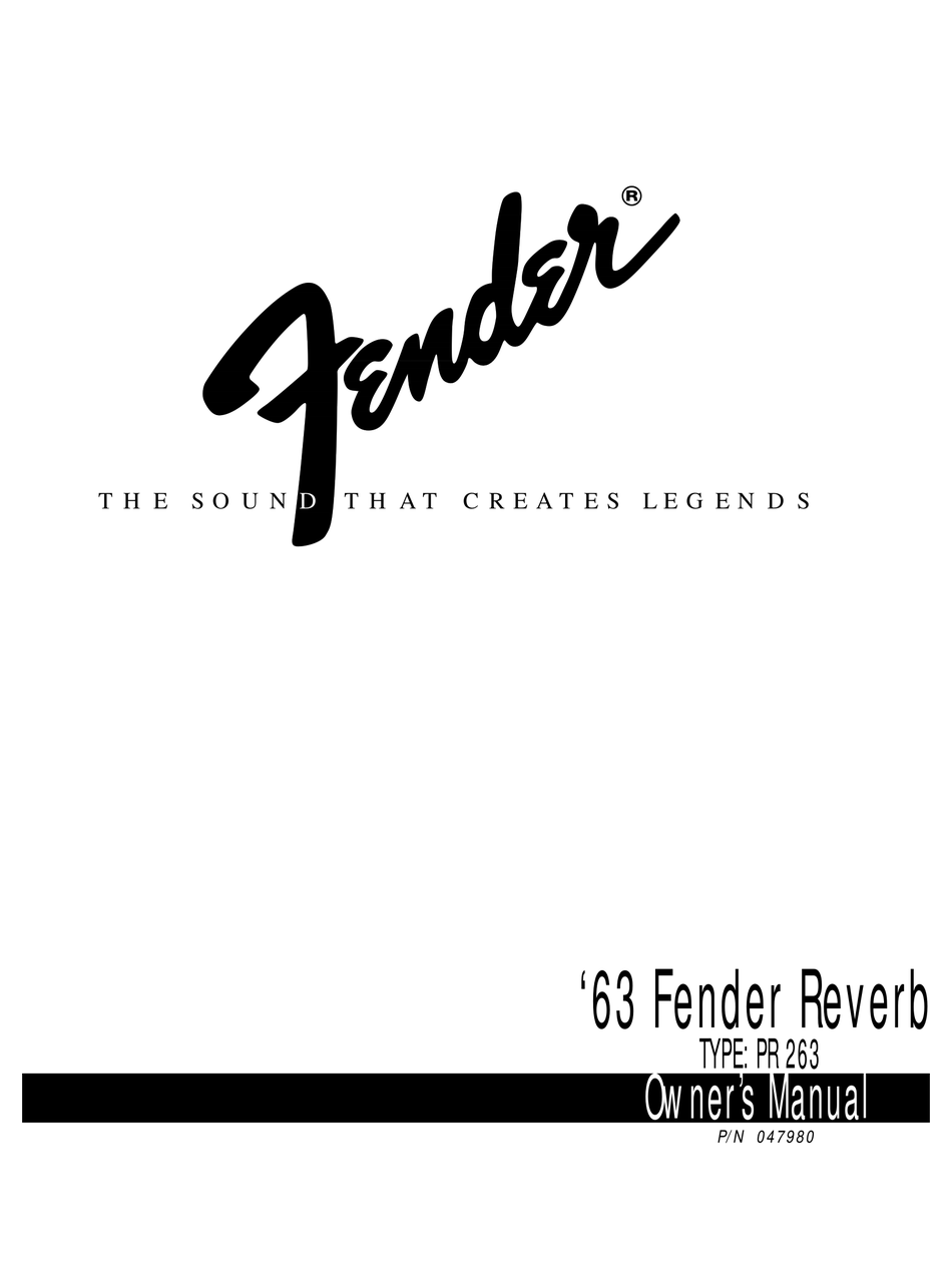 Fender 63 Reverb Owner S Manual Pdf Download Manualslib