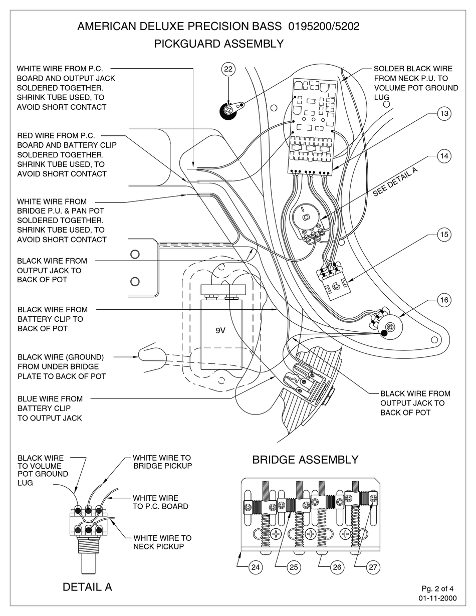 Fender American Deluxe Precision Bass Wiring Diagram Wiring Diagram 