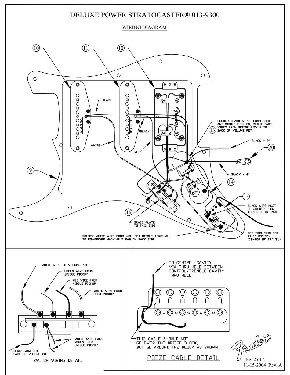 FENDER DELUXE POWER STRATOCASTER GUITAR WIRING DIAGRAM | ManualsLib  Fender American Deluxe Stratocaster Wiring Diagram    ManualsLib