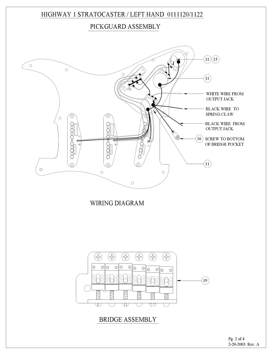 Fender Highway One Strat Guitar Wiring