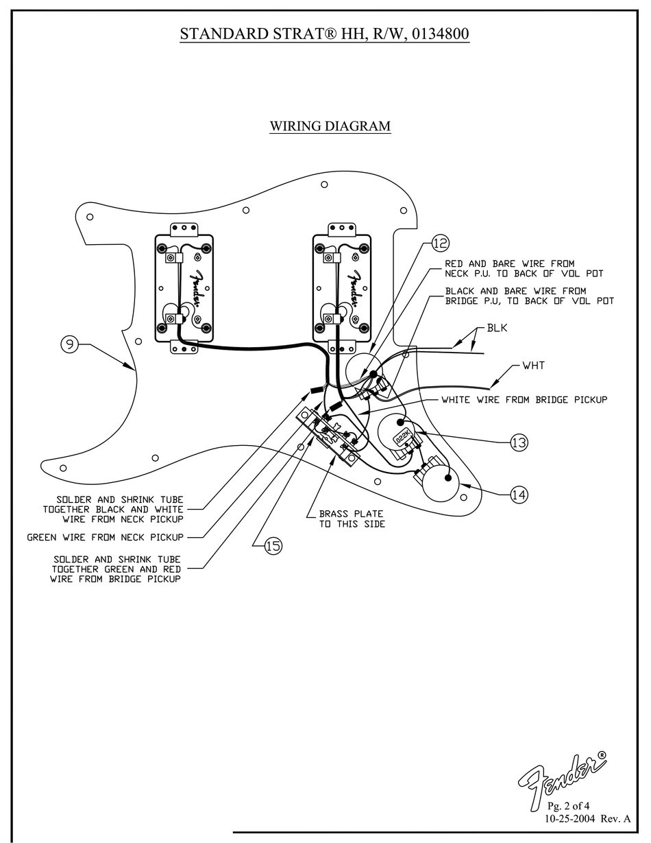 FENDER STANDARD STRATOCASTER GUITAR WIRING DIAGRAM | ManualsLib