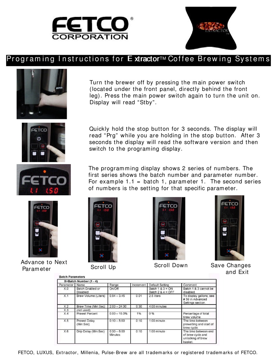 FETCO CBS2031E COFFEE MAKER PROGRAMMING INSTRUCTIONS ManualsLib