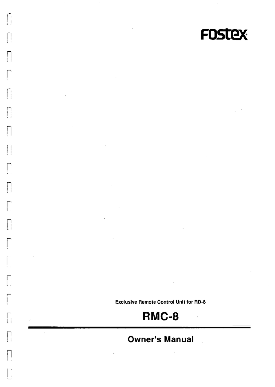 Fostex Rmc 8 Remote Control Owner S Manual Manualslib
