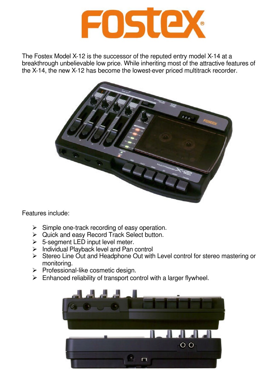 FOSTEX X-12 VOICE RECORDER FEATURES | ManualsLib