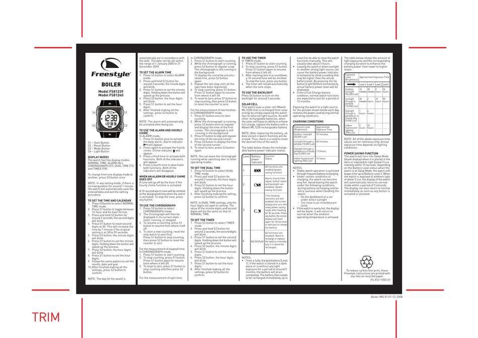 FREESTYLE BOILER FS81239 WATCH USER MANUAL ManualsLib
