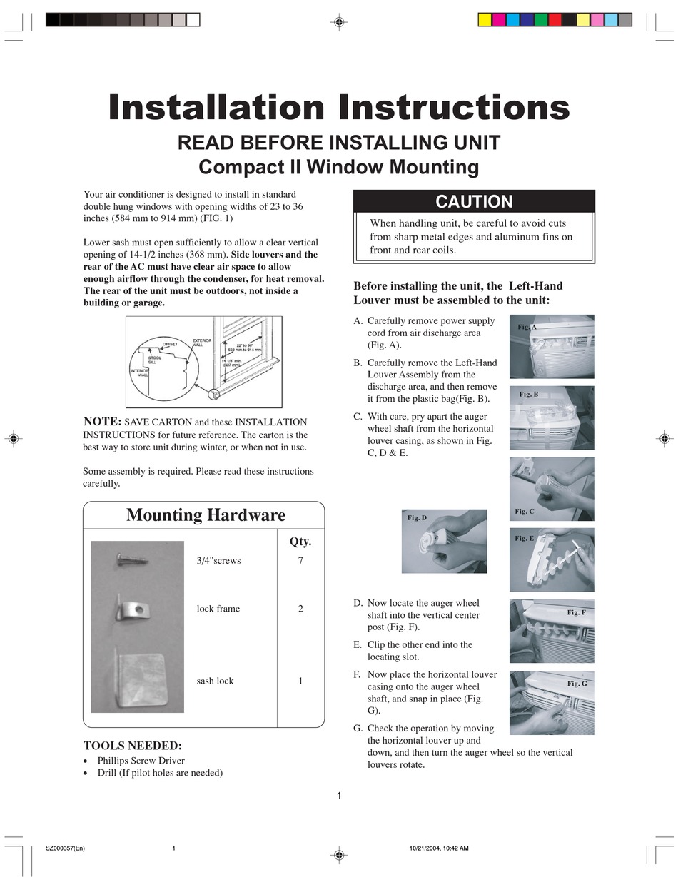 FRIGIDAIRE FAC127P1A AIR CONDITIONER INSTALLATION INSTRUCTIONS | ManualsLib  Frigidaire Air Conditioner Wiring Diagram Fac127p1a    ManualsLib