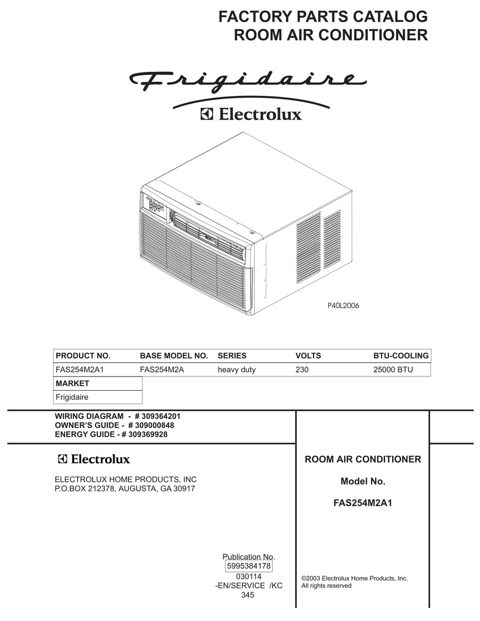 frigidaire gallery air conditioner parts