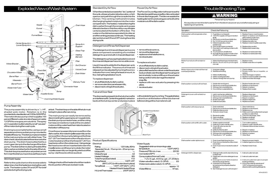 FRIGIDAIRE FDB836GFT6 DISHWASHER SERVICE DATA SHEET ManualsLib