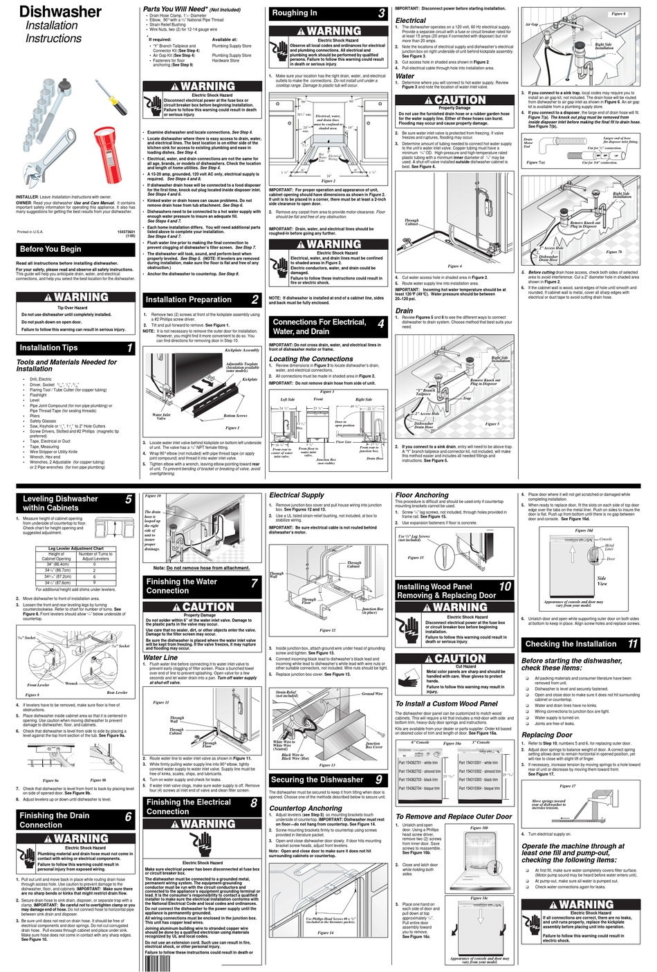 FRIGIDAIRE FDBC56BAS0 DISHWASHER INSTALLATION INSTRUCTIONS ManualsLib