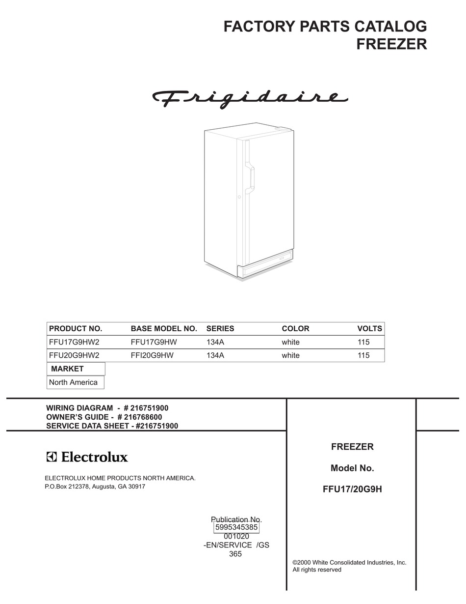 FRIGIDAIRE 20G9H FREEZER FACTORY PARTS CATALOG ManualsLib