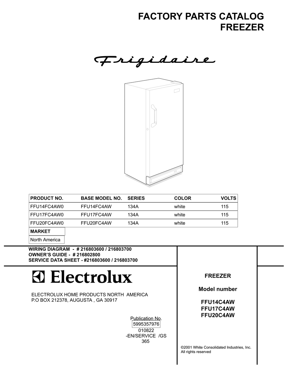 FRIGIDAIRE FFU14FC4AW FREEZER FACTORY PARTS CATALOG | ManualsLib