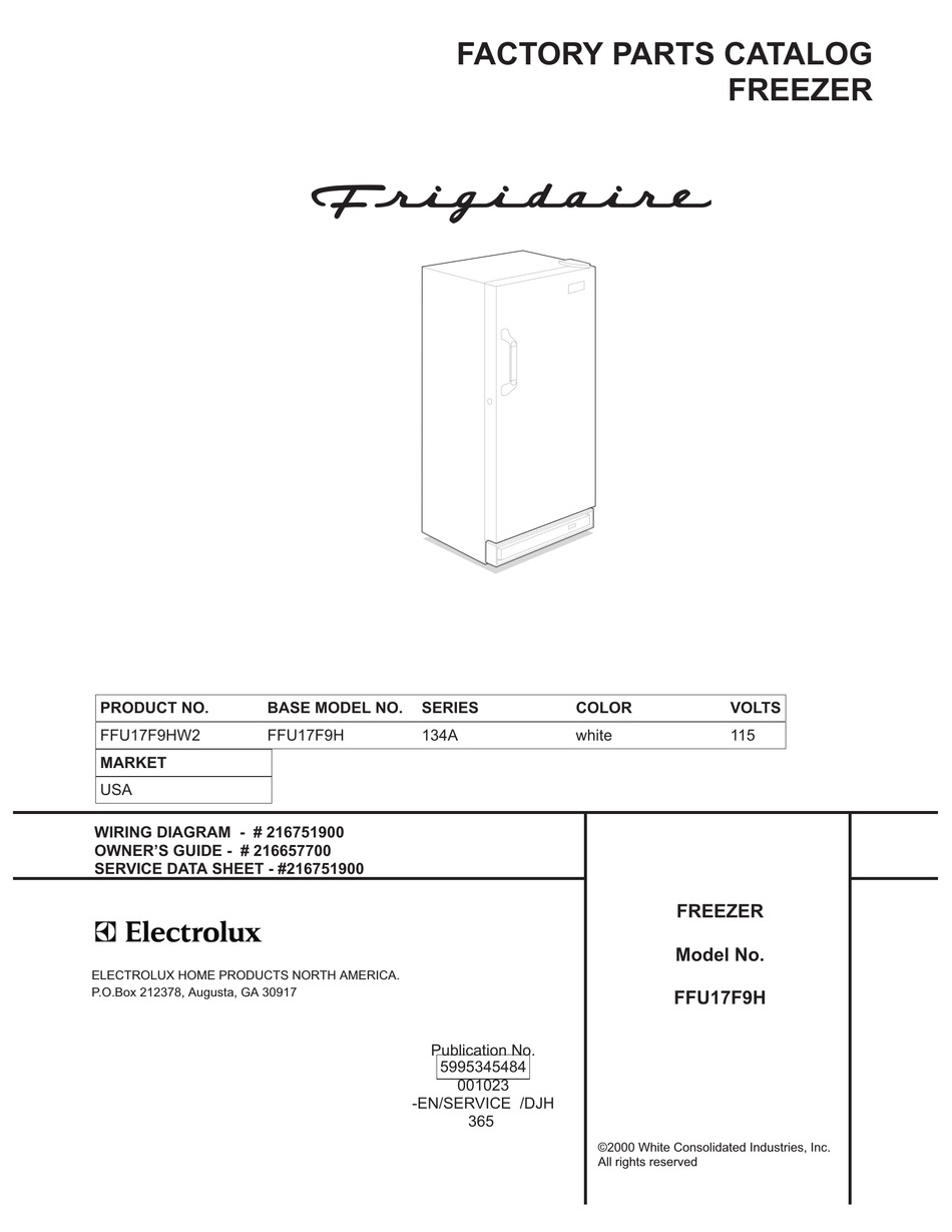 FRIGIDAIRE FFU17F9H FREEZER FACTORY PARTS CATALOG ManualsLib