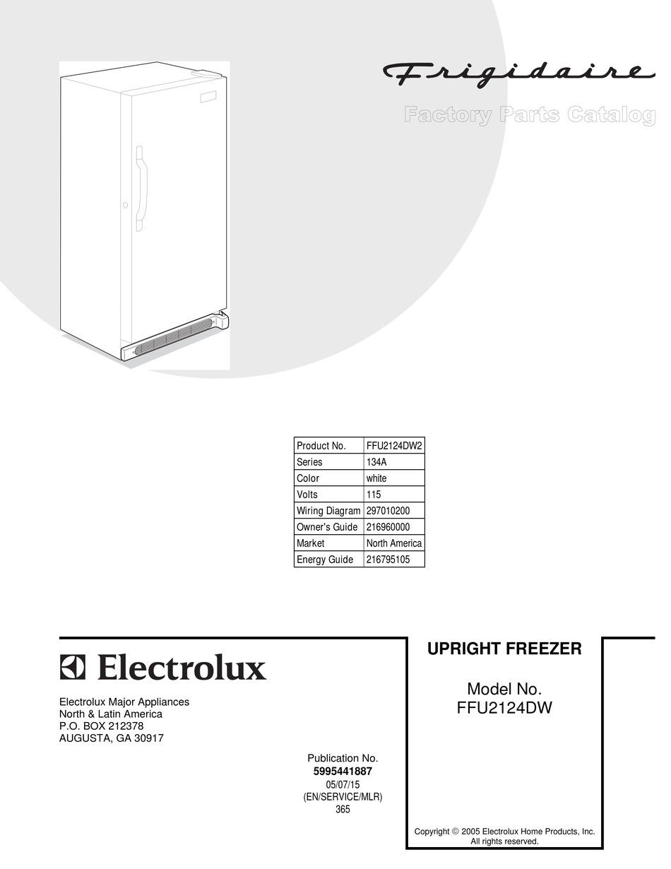 FRIGIDAIRE FFU2124DW FREEZER FACTORY PARTS CATALOG | ManualsLib