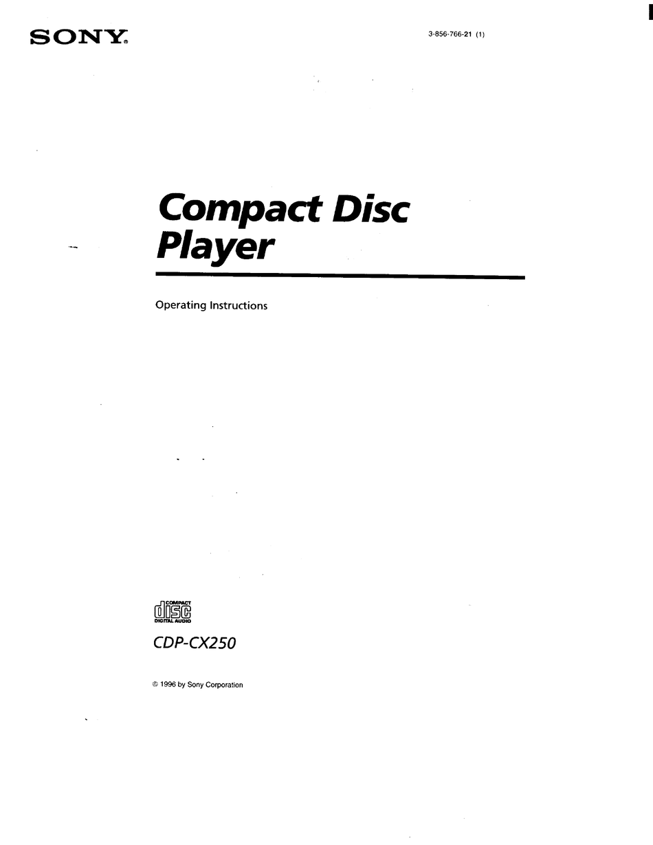 SONY CDPCX250 CD PLAYER OPERATING INSTRUCTIONS MANUAL ManualsLib