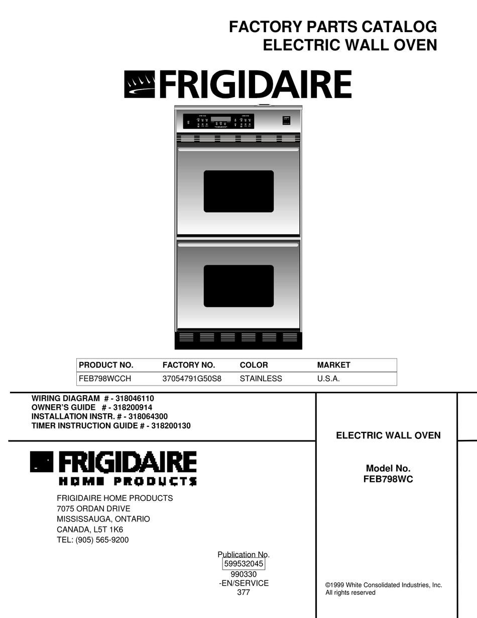 FRIGIDAIRE FEB798WC OVEN FACTORY PARTS CATALOG ManualsLib